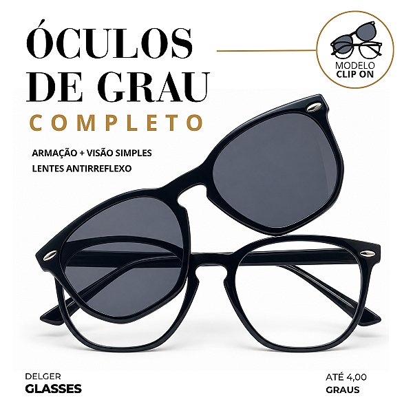 Óculos Hexagonal Arredondado Clip On Multifocal até 6,00 Graus e -4,00 de Astigmatismo
