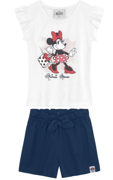 Conjunto Blusa Meia Malha / Shorts Malha Cloud (Minnie)