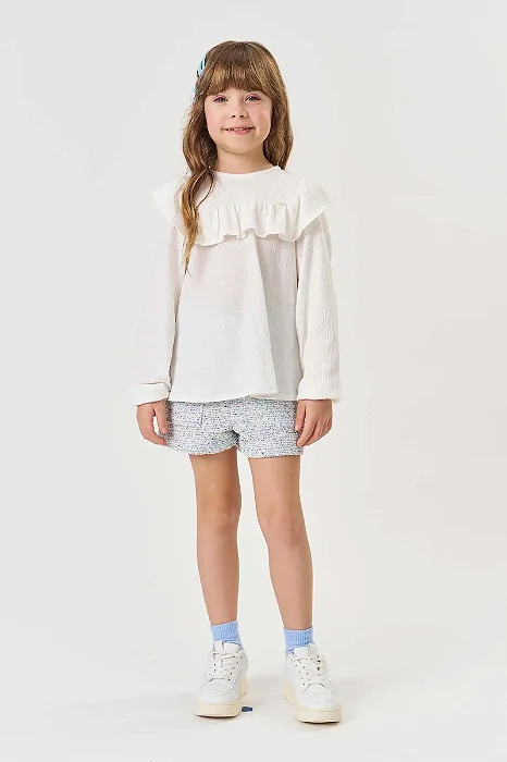 BLUSA ML E SHORT AZUL CLARO
