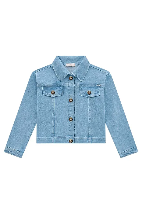 JAQUETA BOXY EM JEANS COM ELASTANO AZUL