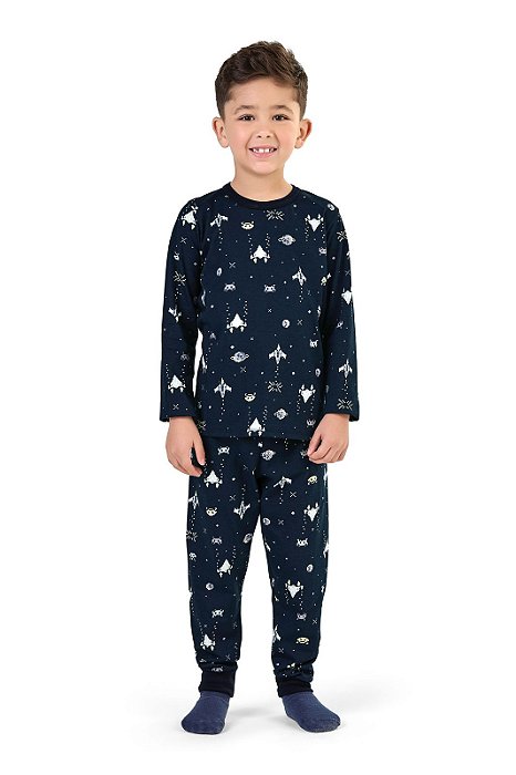 PIJAMA MASCULINO ESPAÇO AZUL MARINHO