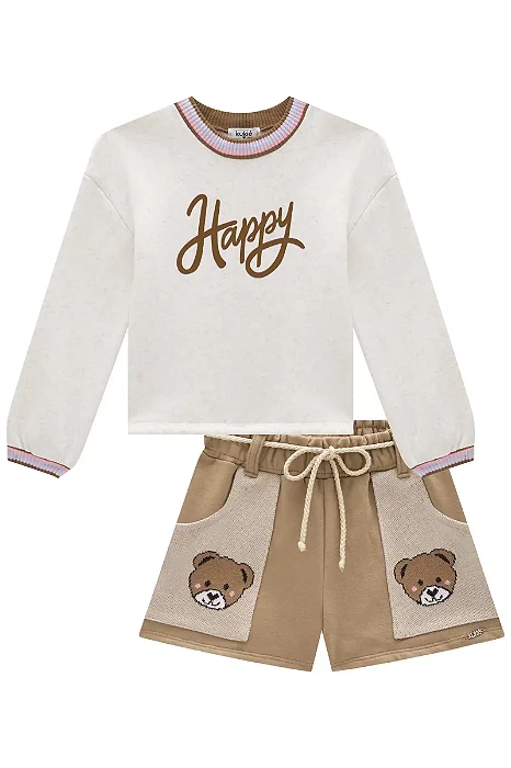 BLUSAO MOLETOM E SHORT MARROM KUKIÊ