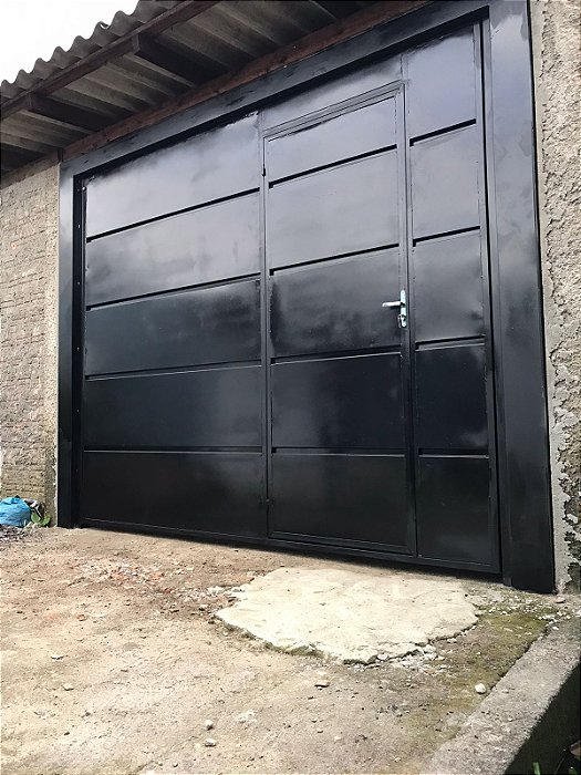 MFP-01 Portão Basculante Galvanizado Privativo Total com Porta Social Pintura Automotiva