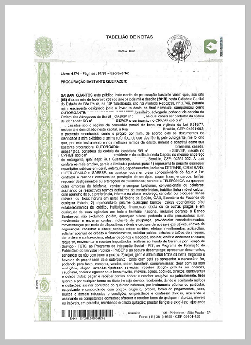 Certidão de Procuração