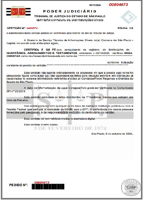Certidão de Falência e Concordata