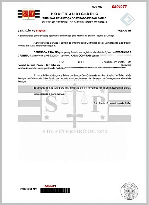 Certidão de Execução Criminal