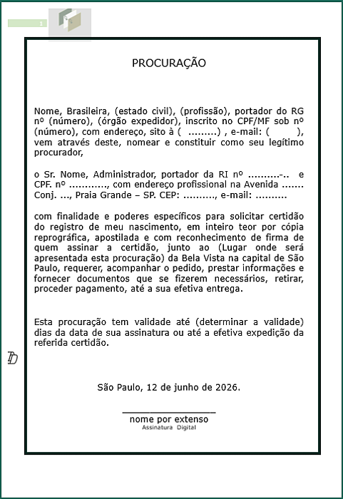 Procuração particular com assinatura digital ICP Brasil