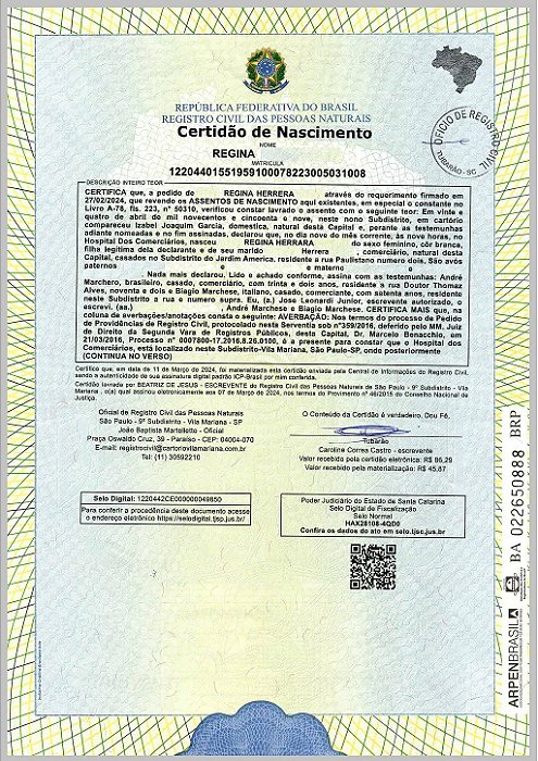 Segunda via de Certidao de Nascimento Atualizada