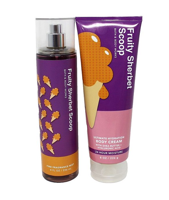 Kit Creme Hidratante + Body Splash Bath Body Works FRUIY SHERBET SCOOP