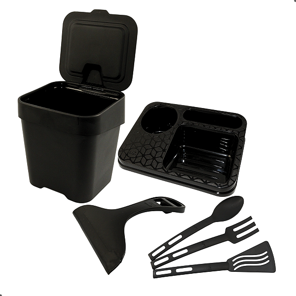 Kit de Pia Com Lixeira Suporte de detergente Rodinho e Escumadeira