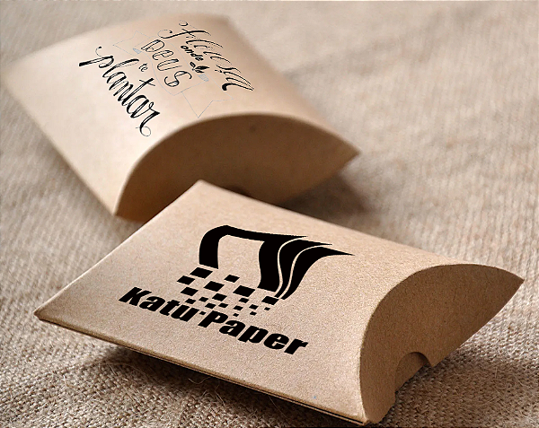 Caixa Travesseiro Bijuteria Kraft Presente Personalizada com sua logo ou frase 8x6 C/50 Un (pequena)