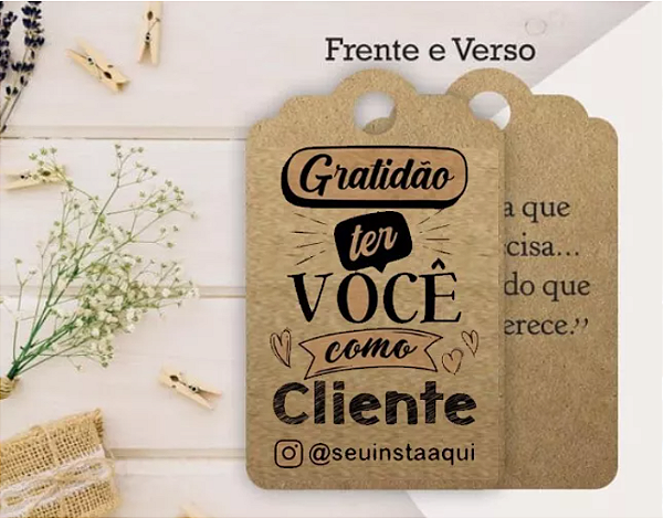 Tag Personalizada Frente e Verso com sua Frase ou sua Logo + Sisal - 100 Unidades