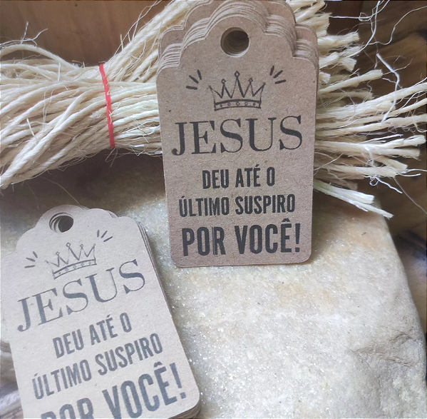 Tag Personalizada com Sua Frase Impressão Frente + Sisal - 100 unidades