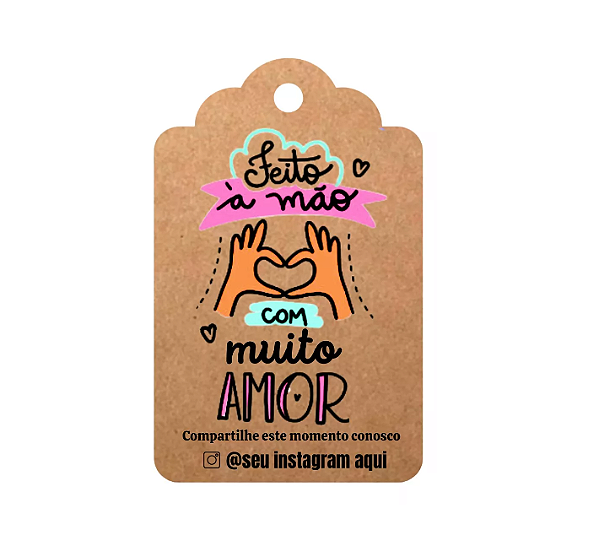 100 Tag Feito a Mão com Seu Instagram + Cordão Sisal