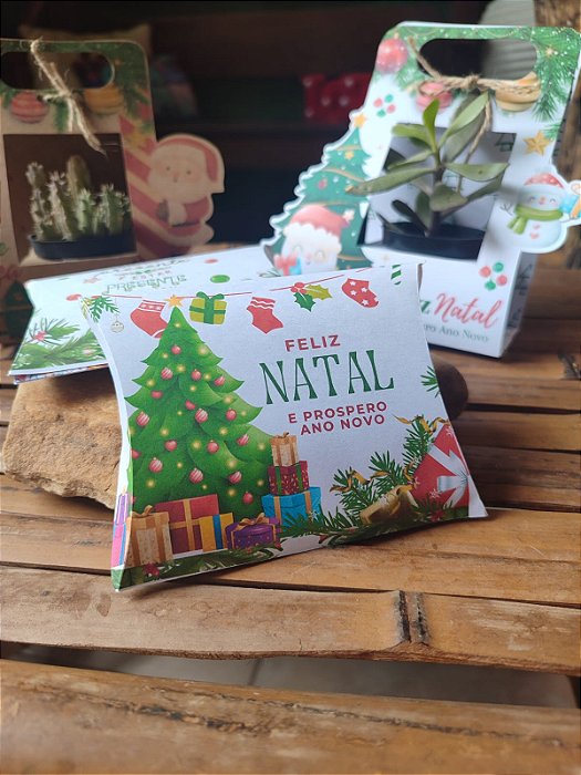 Caixa Travesseiro Natal Branca - 50 unidades