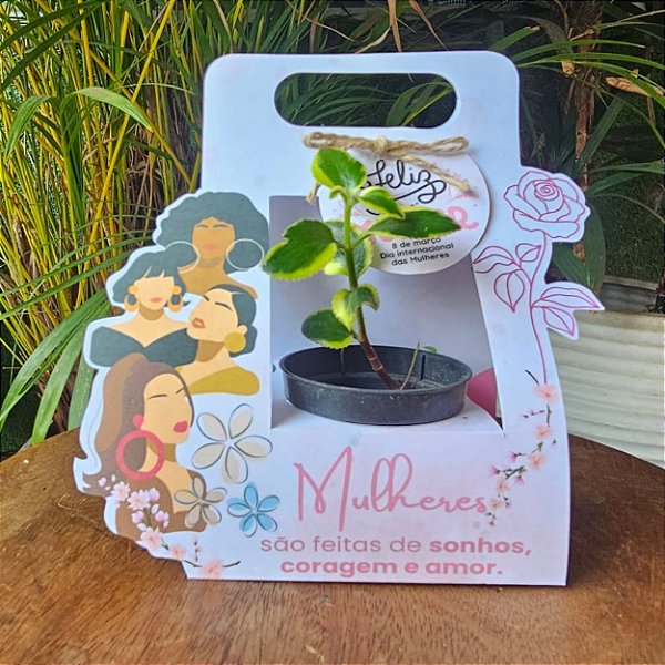 Caixa Para Suculenta + Tag  Dia da Mulher - 30 unidades