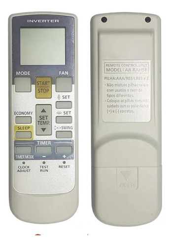 Controle Remoto AR-RAH5E/EN Hi-Wall Ar-Condicionado Fujitsu 18 a 36 mil BTUs Linha G