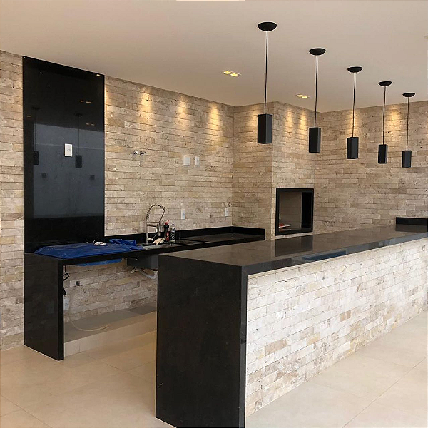Placa Travertino Bricks Telado