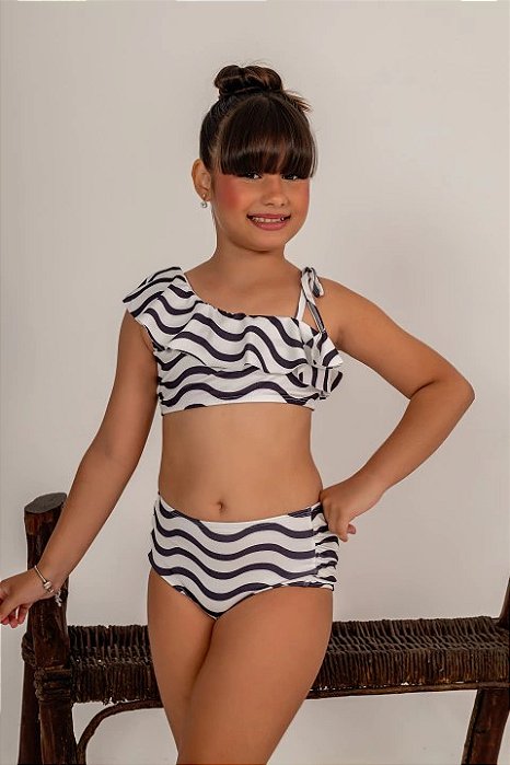 Biquíni Infantil - Ondas do Mar Black