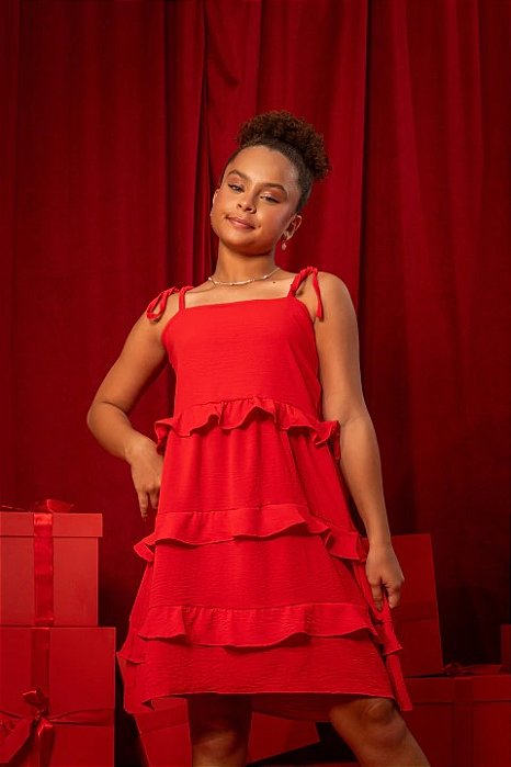 Vestido Infantil Vermelho Lena