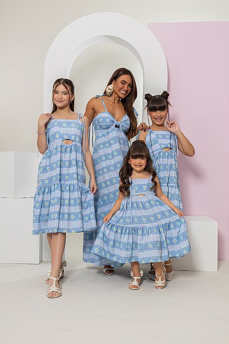 VESTIDO MÃE E FILHA - BELLAS FLORES - MODELO FILHA