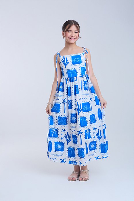 Vestido Mãe e Filha Marinho Branco ( MODELO FILHA)