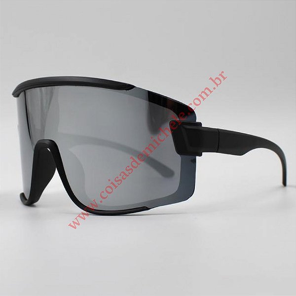 @ Óculos de sol Chile preto fosco lente cinza espelhada