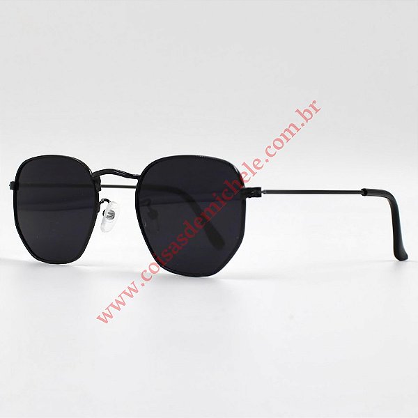 Óculos de sol Miami hexagonal preto