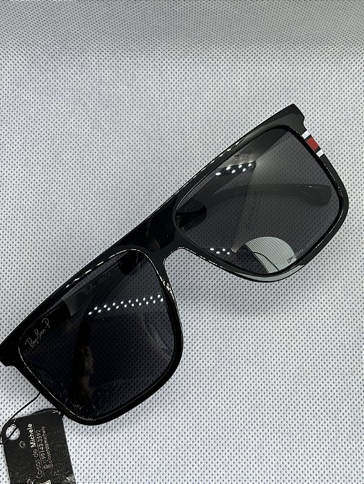 @ Óculos de sol quadrado preto verniz - bandeira RB