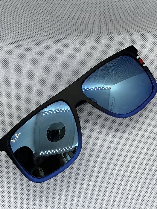 Óculos de sol quadrado preto e azul - bandeira