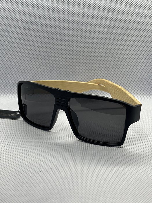 Óculos de sol quadrado hastes de bambum