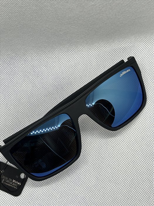 @ Óculos de sol preto lente espelhada azul CHI