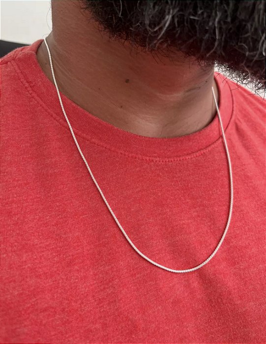 Corrente pipoca 60cm - 1mm - Prata 925