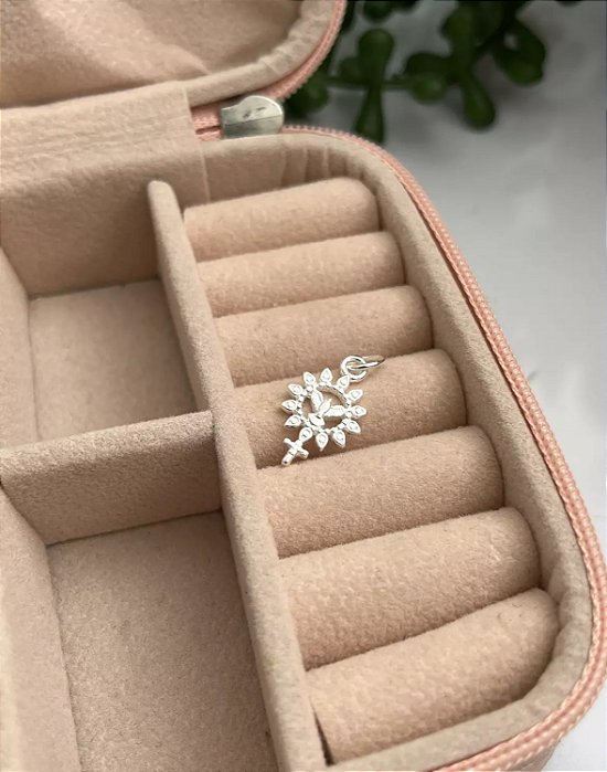 Pingente Espírito Santo cruz detalhes 14mm - Prata 925 @