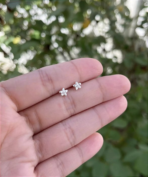 @ Brinco flor Lisa com ponto de luz - Prata 925