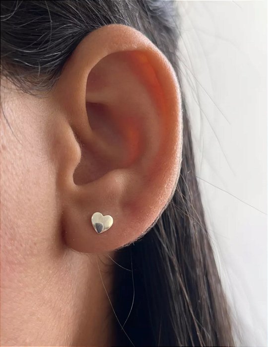 @ Brinco coração cheio liso 5mm - Prata 925