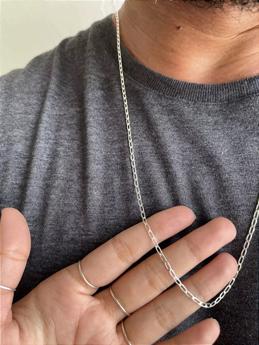 @ Corrente Grumet alongada 70cm - Prata 925