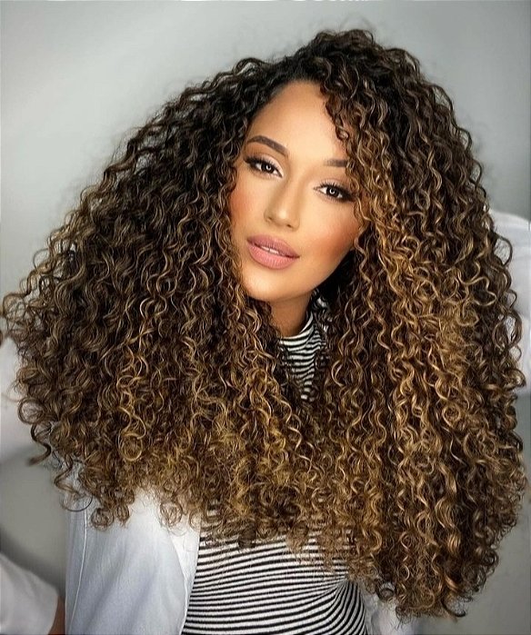 Cabelo Brasileiro Regional Cacheado Morena Iluminada 100G