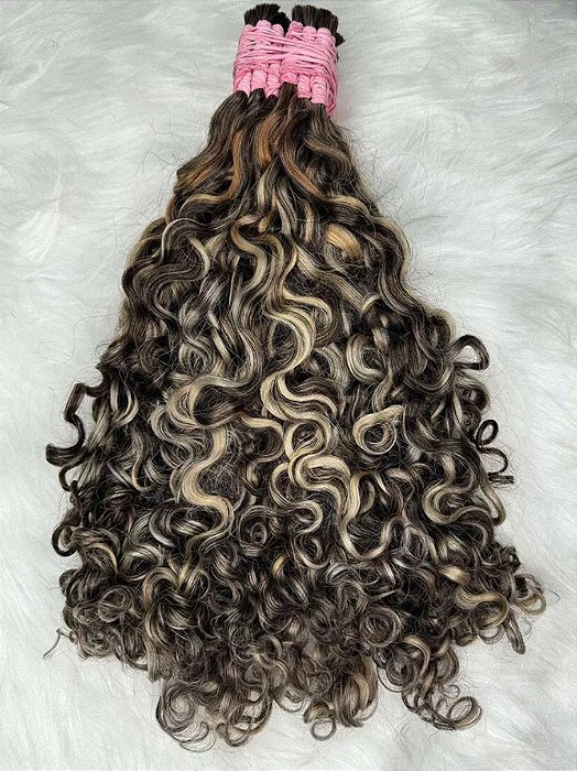 Cabelo Brasileiro Regional Loiro Mesclado Cacheado 100G