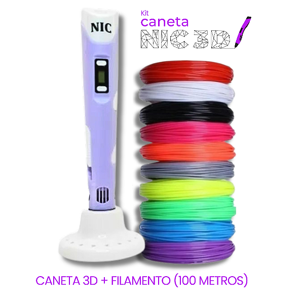Caneta 3D Lilás + Filamento 100 metros