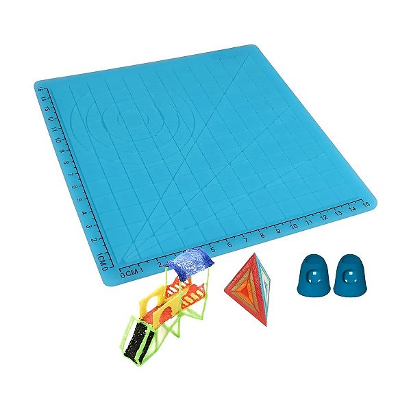 Tapete de Silicone para Caneta 3D NIC 3D – Azul, com Moldes