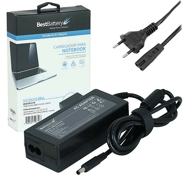 Fonte Para Notebook Dell 19.5V 3.34A 65W Vostro Xps Chromebook 4,5*3,00mm