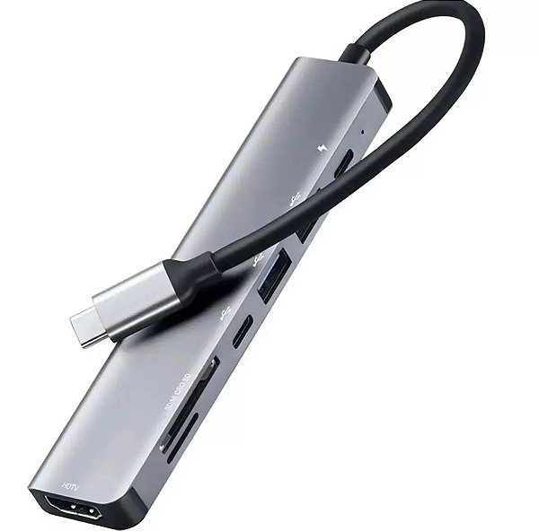 Hub Cabo Adaptador Multiportas Usb-c 7 Em 1 Hdmi 4k Usb 3.0