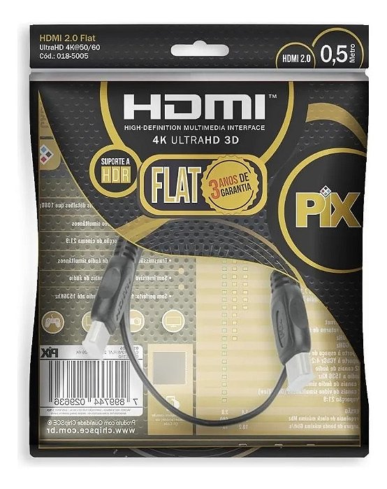 CABO HDMI 2.0 - 4K HDR 19P 0.5M - FLAT
