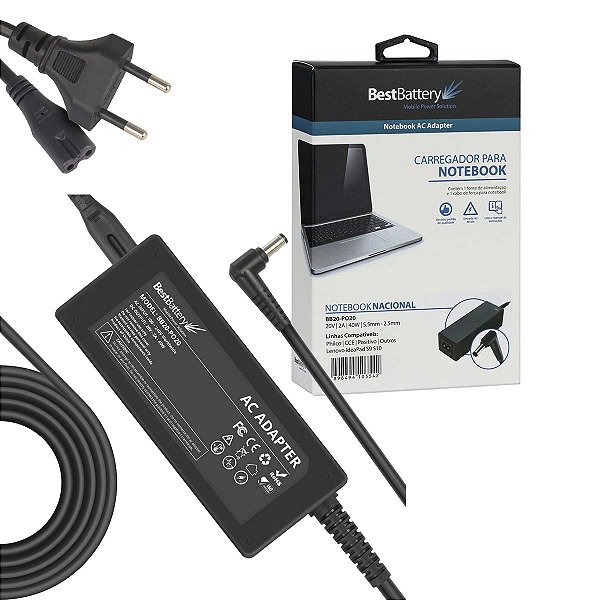 Fonte Notebook Positivo/Lg/Lenovo 20V 2A 40W 5,5*2,5mm