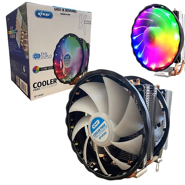 Cooler Universal Para Processador Fan Duplo Rgb 120mm Kp-Vr305
