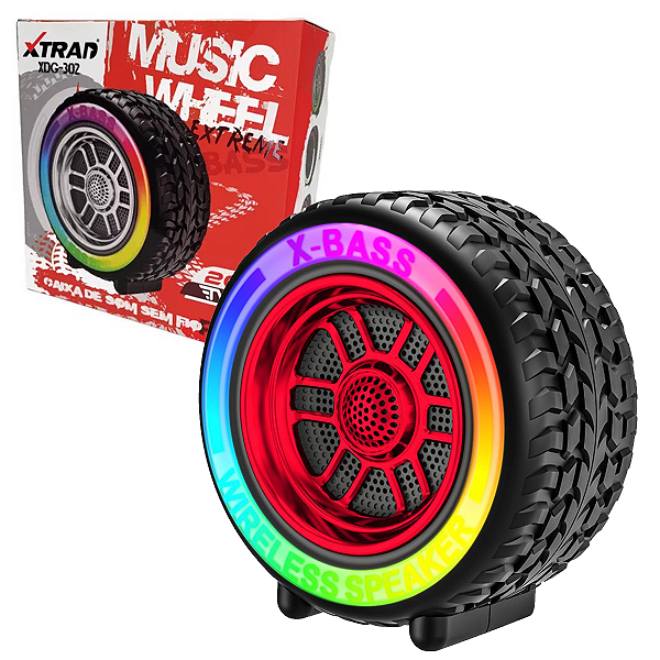 Caixa De Som Bluetooth Usb Multimídia Formato Roda Rgb Rádio