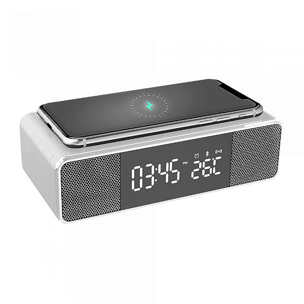 Carregador Sem Fio Com Caixa De Som Bt Branco