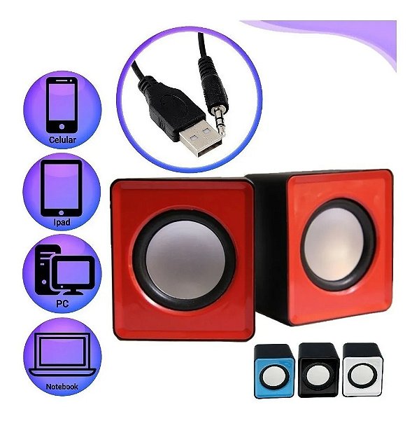 Caixa de Som para PC/Notebook KP-609 - Knup KP-609 Vermelha