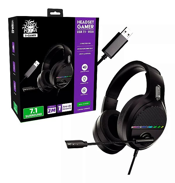 Headset Gamer Rgb 7.1 Usb Plug And Play Ps4 Ps5 Pc Note